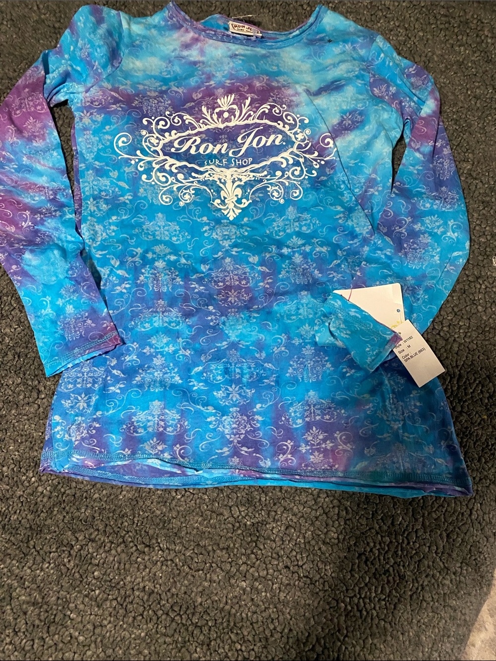 MV Sport Blue and Purple Tie-Dye Long Sleeve Graphic Tee